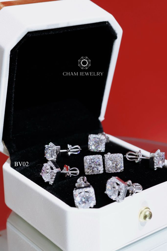 Hoa Tai CHAM JEWWLRY BV02, Chủ 6.0mm (Barcode TBV19 - TBV371 ).
