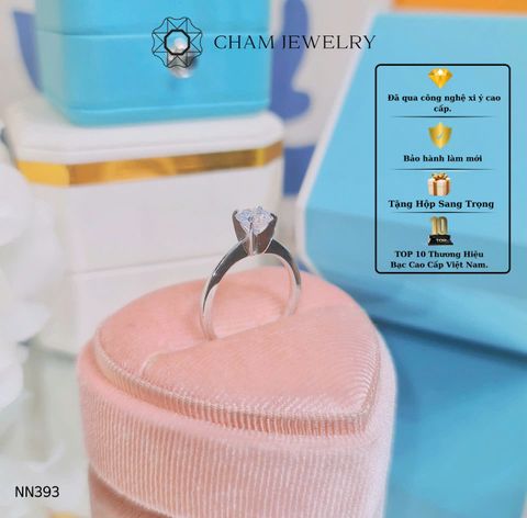 Nhẫn NN393 CHAM JEWELRY, Xoàn Tròn Chủ 6.0mm.