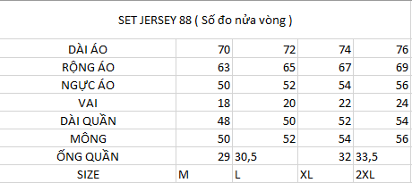 Bộ Quần Áo Jersey 88