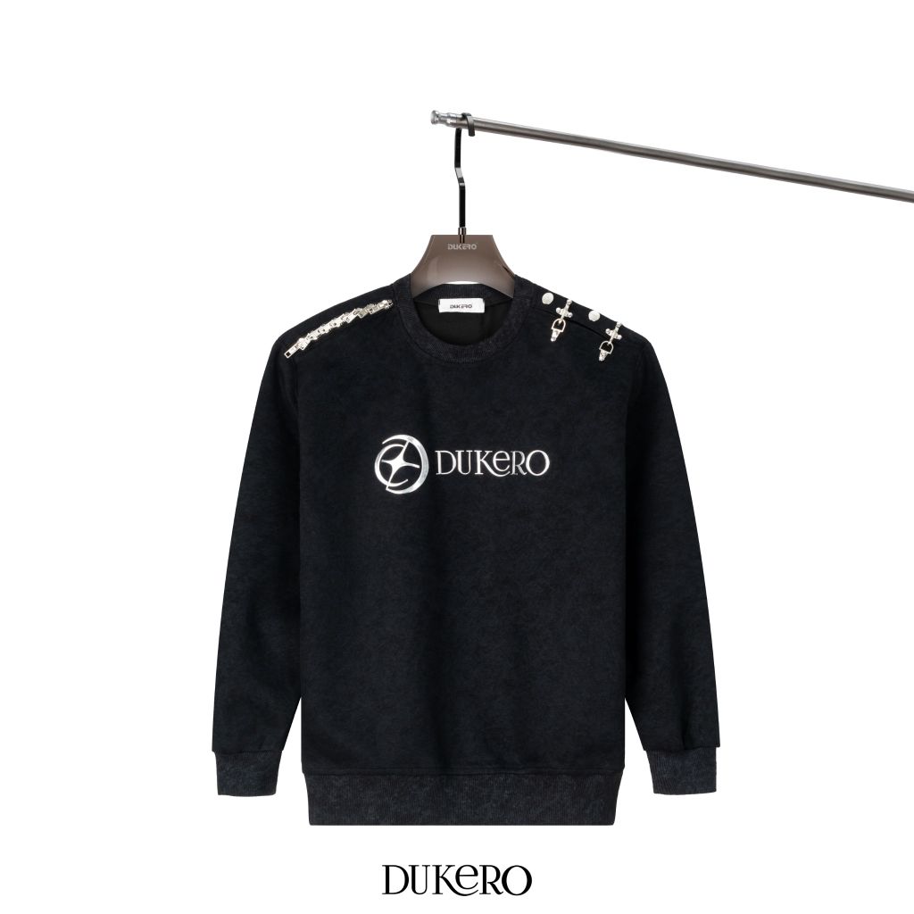 Áo Sweater Dukero Móc Cài 360Gram Logo Nổi Bạc Tie Dye Nhẹ