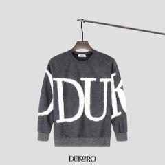 Áo Sweater Dukero Đính Logo Lông  360Gram Mặt Vải Wash Loang