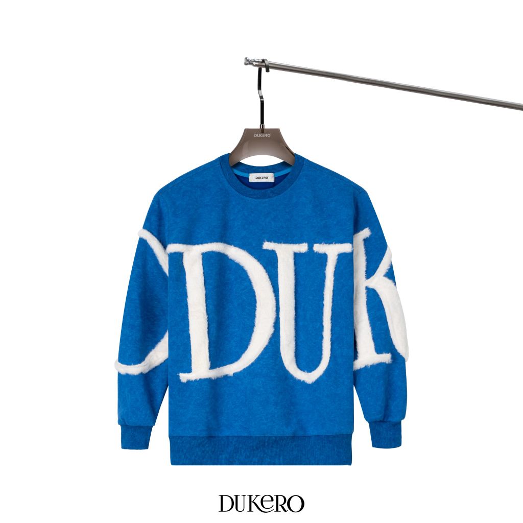 Áo Sweater Dukero Đính Logo Lông  360Gram Mặt Vải Wash Loang