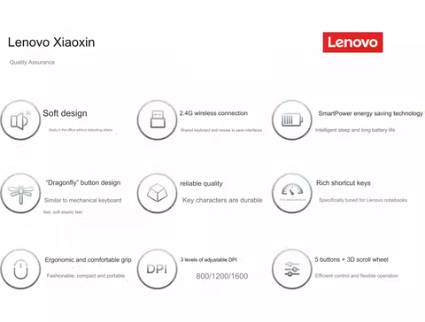 Bộ bàn phím và chuột không dây Lenovo Xiaoxin K1 (Hàng nội địa)