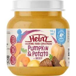 Hũ Thực Phẩm Bí Ngô & Khoai Tây + Thịt Bò Heinz Cho Bé 4 Tháng Tuổi 110g