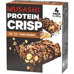 Thanh protein giòn đậu phộng Musashi sô cô la, 4pk, 240g