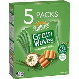 Sunbites Grainwaves Kem chua & hẹ Chips nguyên hạt Multipack 110g