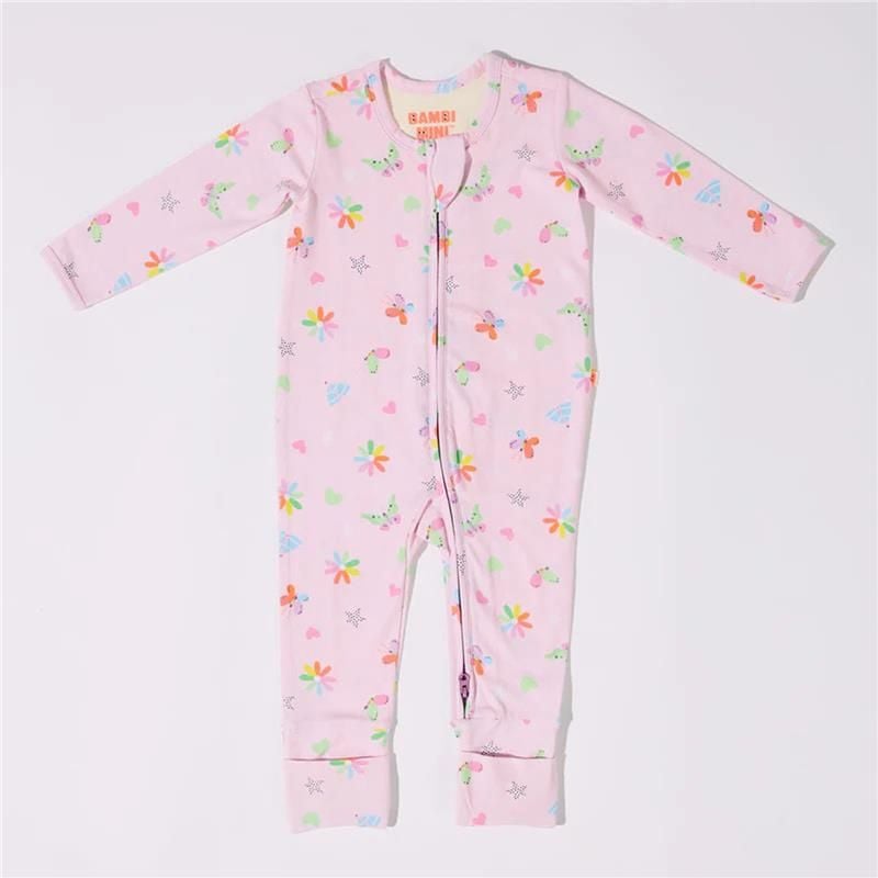 Bambi Mini Co. Wrigglesuit 6-12 tháng (có chân bám chắc) Lễ hội hoa hồng