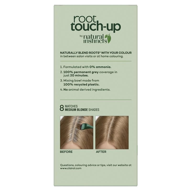 Thuốc nhuộm tóc vĩnh viễn Clairol Root Touch Up Natural Instincts 8 Medium Blonde