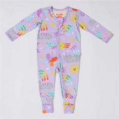 Bambi Mini Co. Wrigglesuit 0-3 tháng màu tím nhạt