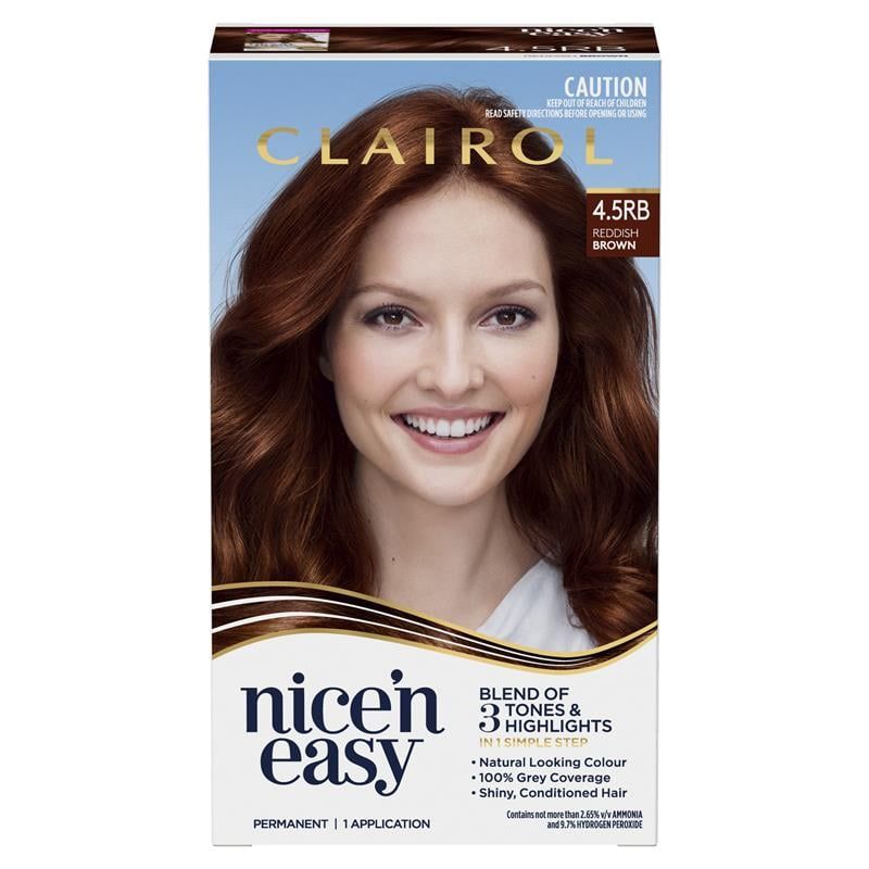 Thuốc nhuộm tóc vĩnh viễn Clairol Nice N Easy 4.5RB Natural Reddish Brown