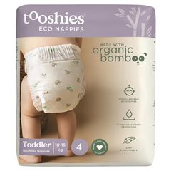 Tã Tooshies Eco với chất liệu tre hữu cơ cỡ 4 cho trẻ mới biết đi từ 10-15kg, gói 18 chiếc Chỉ bán trực tuyến