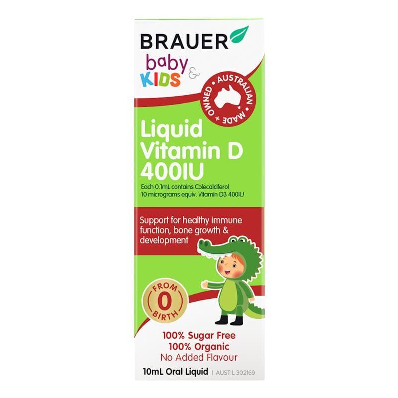 Vitamin D dạng lỏng Brauer Kids 400IU 10ml