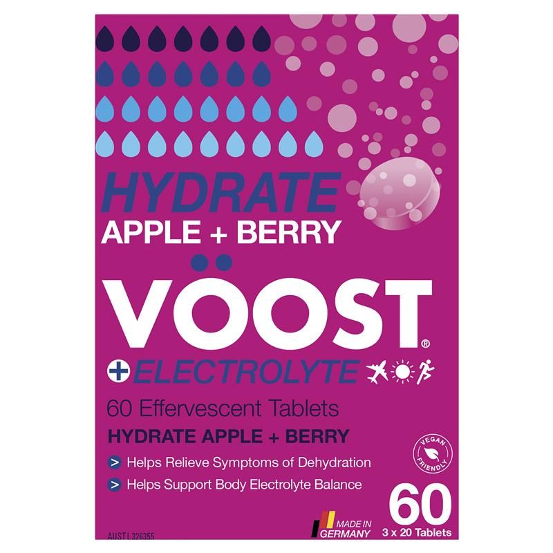 Viên sủi Voost Hydrate Apple + Berry 60 viên Kích thước độc quyền