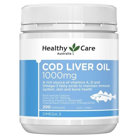 Dầu gan cá tuyết Healthy Care 1000mg 200 viên nang mềm