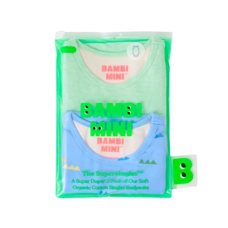 Bambi Mini Co. Bộ đồ liền thân Supersinglet cho bé trai màu xanh lá cây Croc và hình tam giác 2 gói 3-6