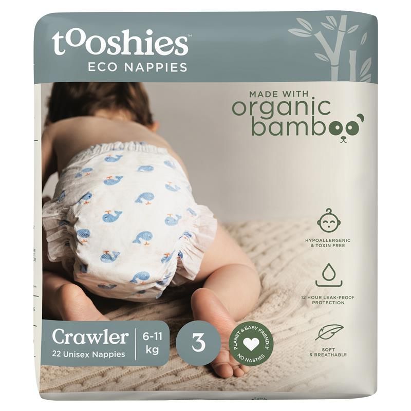 Tã Tooshies Eco làm từ tre hữu cơ cỡ 3 cho trẻ từ 6-11kg, gói 22 chiếc, chỉ bán trực tuyến