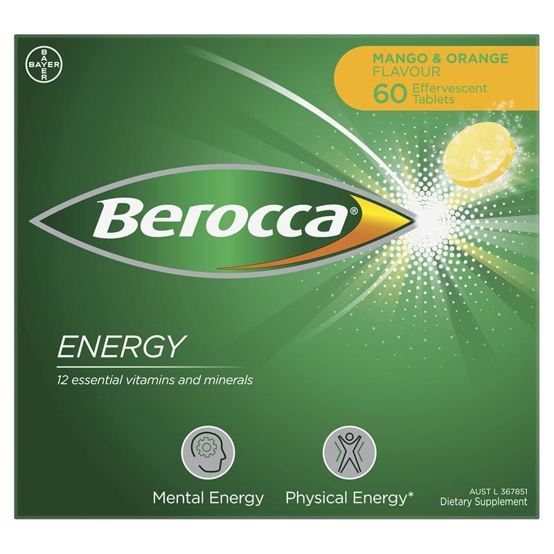 Berocca Energy Mango And Orange 60 Viên Sủi Bọt Size Độc Quyền
