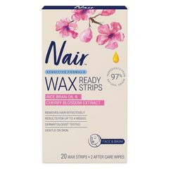 Miếng dán tẩy lông Nair Sensitive Wax Strips cho mặt và bikini gói 20 miếng