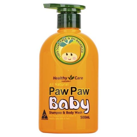 Dầu gội và sữa tắm cho bé Healthy Care All Natural Paw Paw 500ml