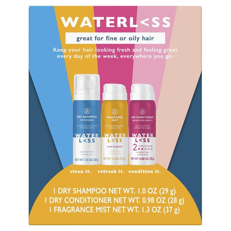 Bộ sản phẩm Waterless Regimen Pack - Dầu gội khô, dầu xả khô và xịt thơm