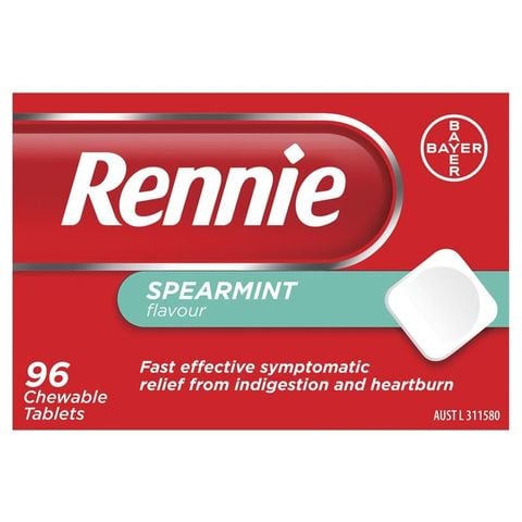 Rennie Giảm khó tiêu và ợ chua Spearmint 96 viên nhai