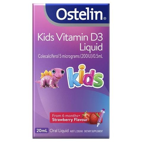 Ostelin Kids Vitamin D Liquid - D3 cho xương chắc khỏe và hỗ trợ miễn dịch cho trẻ - 20mL