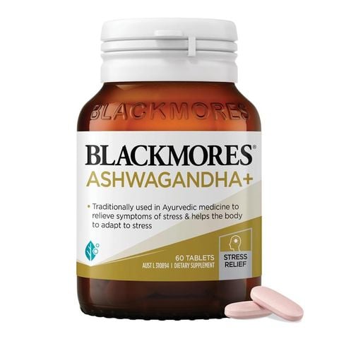 Blackmores Ashwagandha+ Hỗ trợ căng thẳng Vitamin B 60 viên