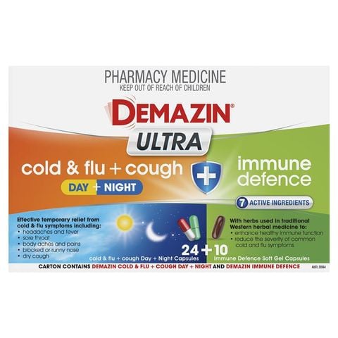 Demazin Ultra Ho Cảm cúm + Bảo vệ miễn dịch 34 Viên
