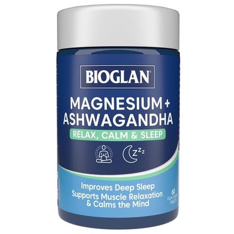 Bioglan Magiê + Ashwagandha Relax Calm & Sleep 60 Viên