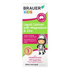 Brauer Kids Calcium dạng lỏng với Magie và Kẽm 200ml