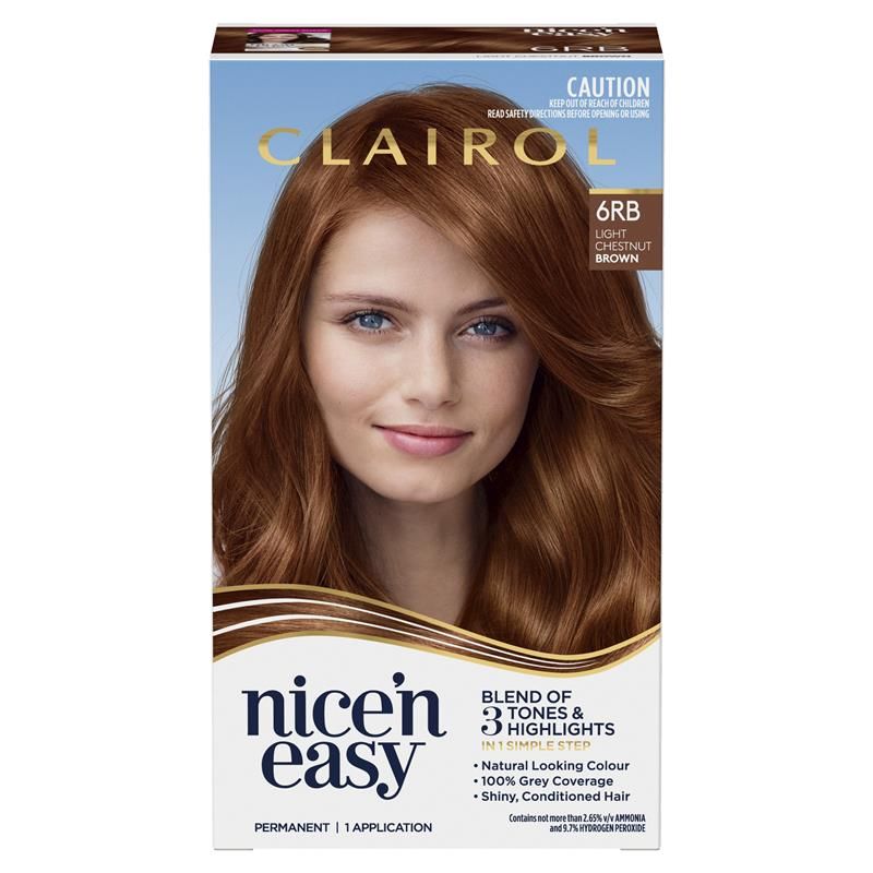 Thuốc nhuộm tóc vĩnh viễn Clairol Nice N Easy 6RB Light Chestnut Brown