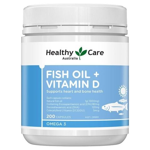 Dầu cá Healthy Care + Vitamin D 200 Viên