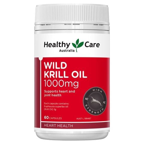Dầu nhuyễn thể Healthy Care Wild Krill Oil 1000mg 60 viên nang mềm
