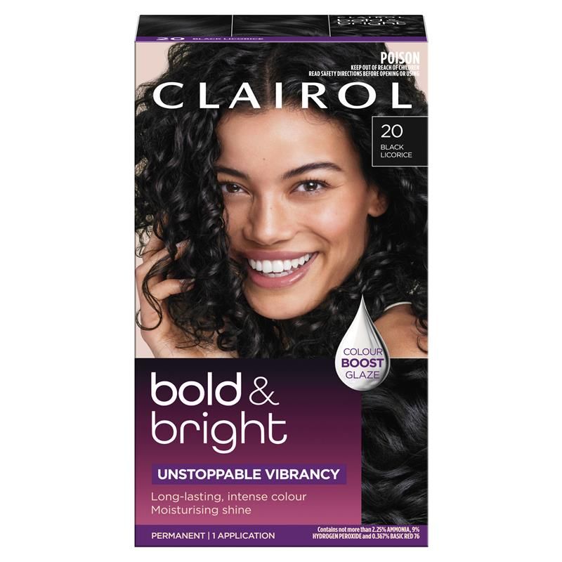 Thuốc nhuộm tóc vĩnh viễn Clairol Bold & Bright 20 Midnight Black