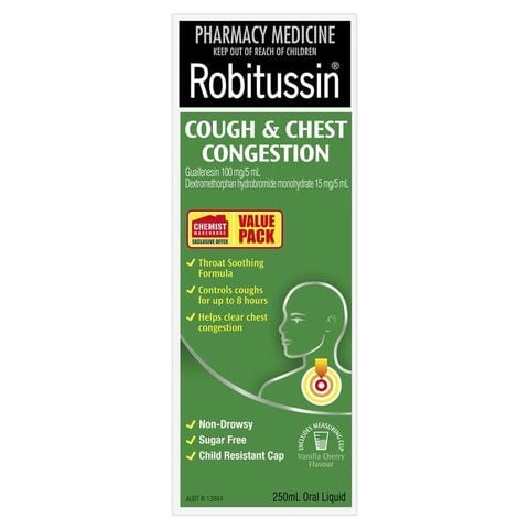 Robitussin Trị Ho & Nghẽn Ngực 250ml Kích Thước Độc Quyền