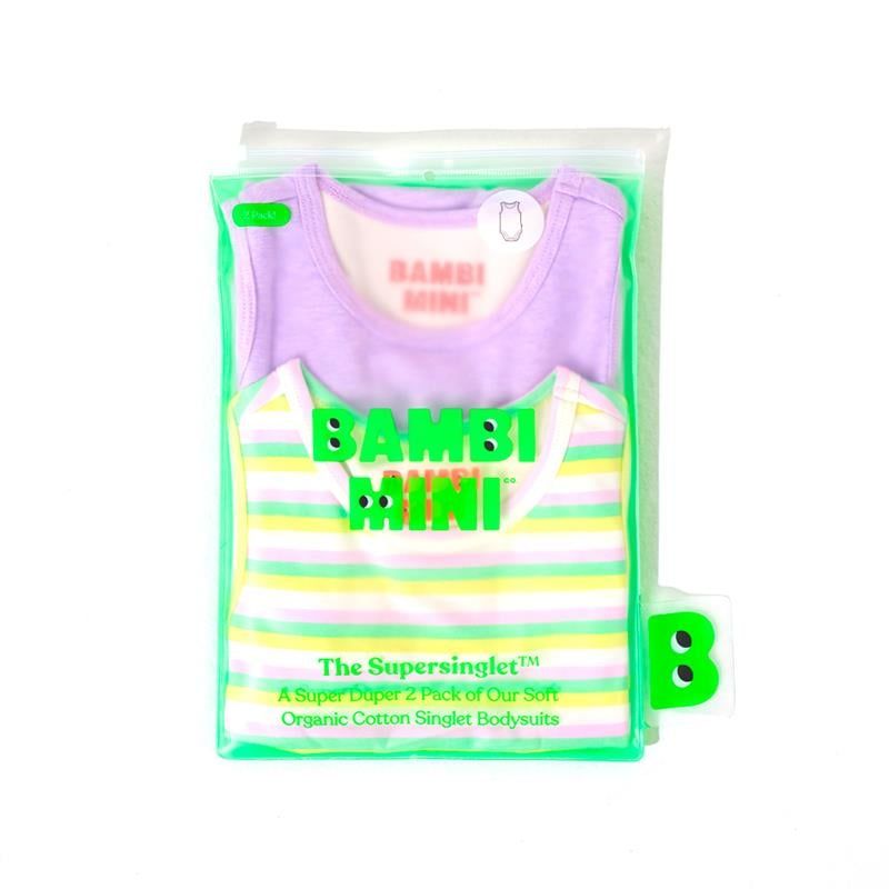 Bambi Mini Co. Bộ đồ liền thân Supersinglet cho bé gái họa tiết hoa tím và sọc kẹo 2 bộ 0 Trẻ sơ sinh