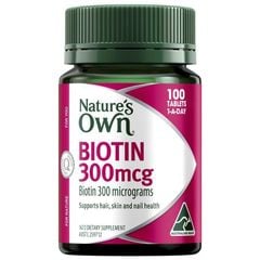 Nature's Own Biotin 300mcg Cho Móng Khỏe Mạnh 100 Viên