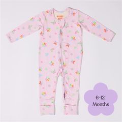 Bambi Mini Co. Wrigglesuit 6-12 tháng (có chân bám chắc) Lễ hội hoa hồng
