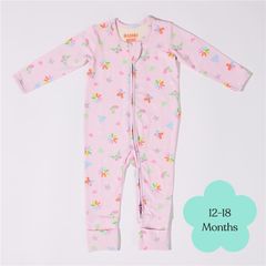 Bambi Mini Co. Wrigglesuit 12-18 tháng (có chân bám chắc) Lễ hội hoa hồng