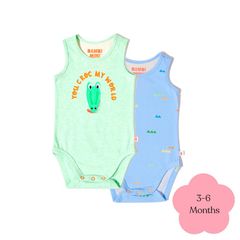 Bambi Mini Co. Bộ đồ liền thân Supersinglet cho bé trai màu xanh lá cây Croc và hình tam giác 2 gói 3-6