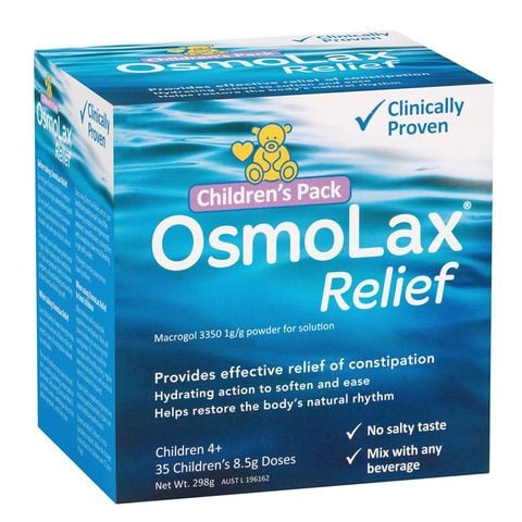 Bột nhuận tràng cho trẻ em OsmoLax Relief 35 Liều 298g - Macrogol Giảm táo bón không có vị mặn, không hương vị & không muối