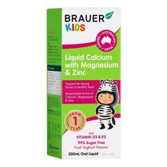 Brauer Kids Calcium dạng lỏng với Magie và Kẽm 200ml