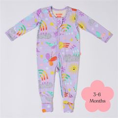 Bambi Mini Co. Wrigglesuit 3-6 tháng màu tím nhạt