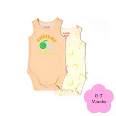 Bambi Mini Co. Bộ đồ liền thân siêu đơn Unisex màu cam tuyệt vời và chuối gói 2 0-3