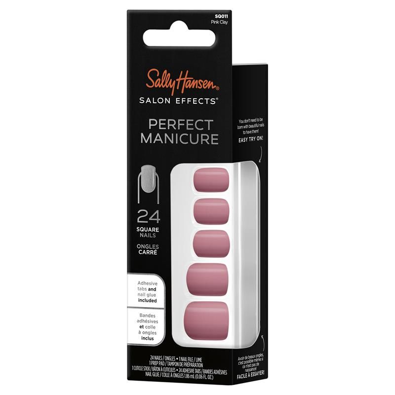 Sally Hansen Salon Effects Perfect Manicure 24 Square Press On Nails Pinky Clay