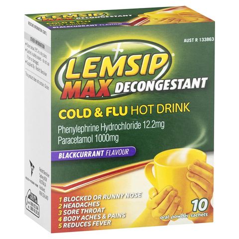 Nước giải khát nóng và cảm cúm Lemsip Max với nho đen thông mũi 10 gói
