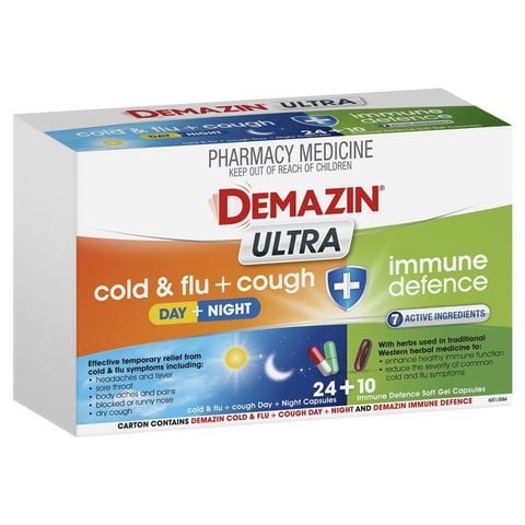 Demazin Ultra Ho Cảm cúm + Bảo vệ miễn dịch 34 Viên