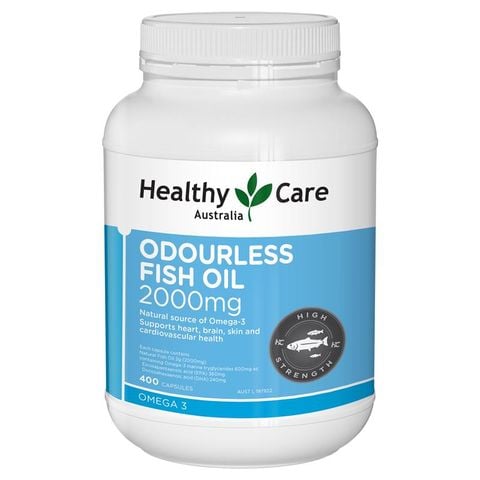 Dầu cá không mùi Healthy Care 2000mg 400 viên nang mềm