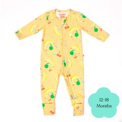 Bambi Mini Co. Wrigglesuit Unisex Orange Fruit Salad 12-18 Với Chân Có Độ Bám Dính