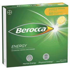 Berocca Energy Mango And Orange 60 Viên Sủi Bọt Size Độc Quyền